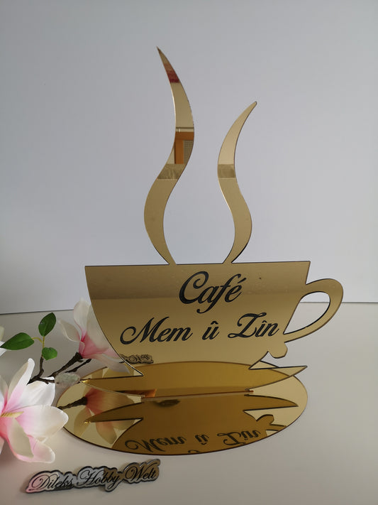 Namensaufsteller mit Logo Café